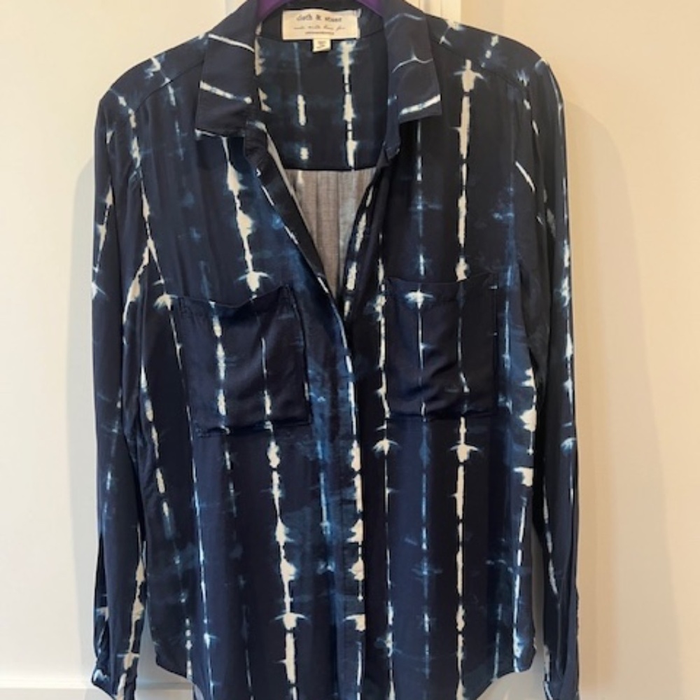 Maeve Navy Tie-Dye Long Sleeve Shirt